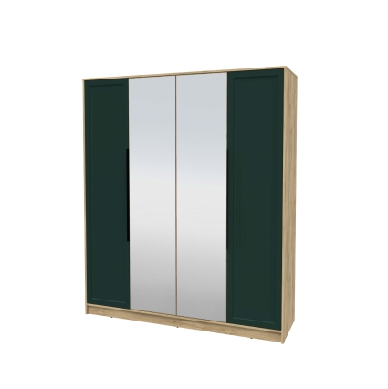 Шкаф распашной Тренд КТ-Ш4 (з) (Дуб золотой ЛДСП/ Изумруд ЛМДФ) Ш1800 В2128 Г547